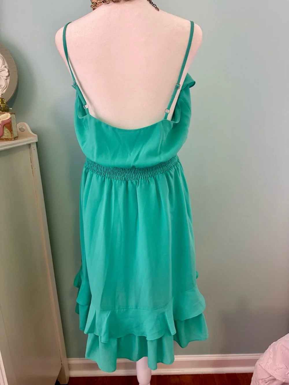 Max & Cleo Teal Ruffle Midi Dress - Picture 2 of 4